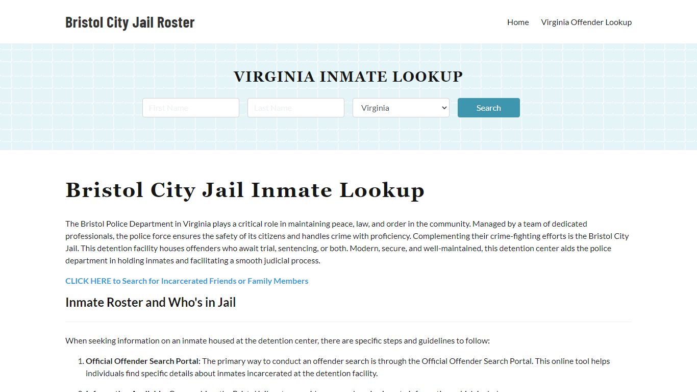 Bristol Police Department & City Jail, VA Inmate Roster, Arrests, Mugshots
